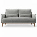 Twee zits bank van grijs stof met houten poten 180 x 90 x 85cm