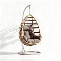Hangstoel van hout en metaal met kussen 90 x 90 x 120cm grijs