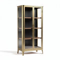 Glazenkast met vijf planken van hout en metalen frame 40 x 30 x 180cm