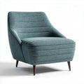 Relaxfauteuil in blauwgrijs stof met houten poten 80 x 70 x 80cm