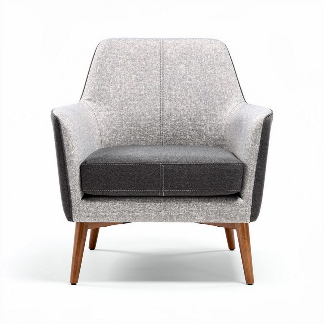 Stoel met grijs stoffen bekleding en houten poten 70 x 70 x 85cm