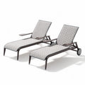 Lounge set van gepoedercoat staal met een lichtgrijze textielweefsel 200 x 70 x 30cm