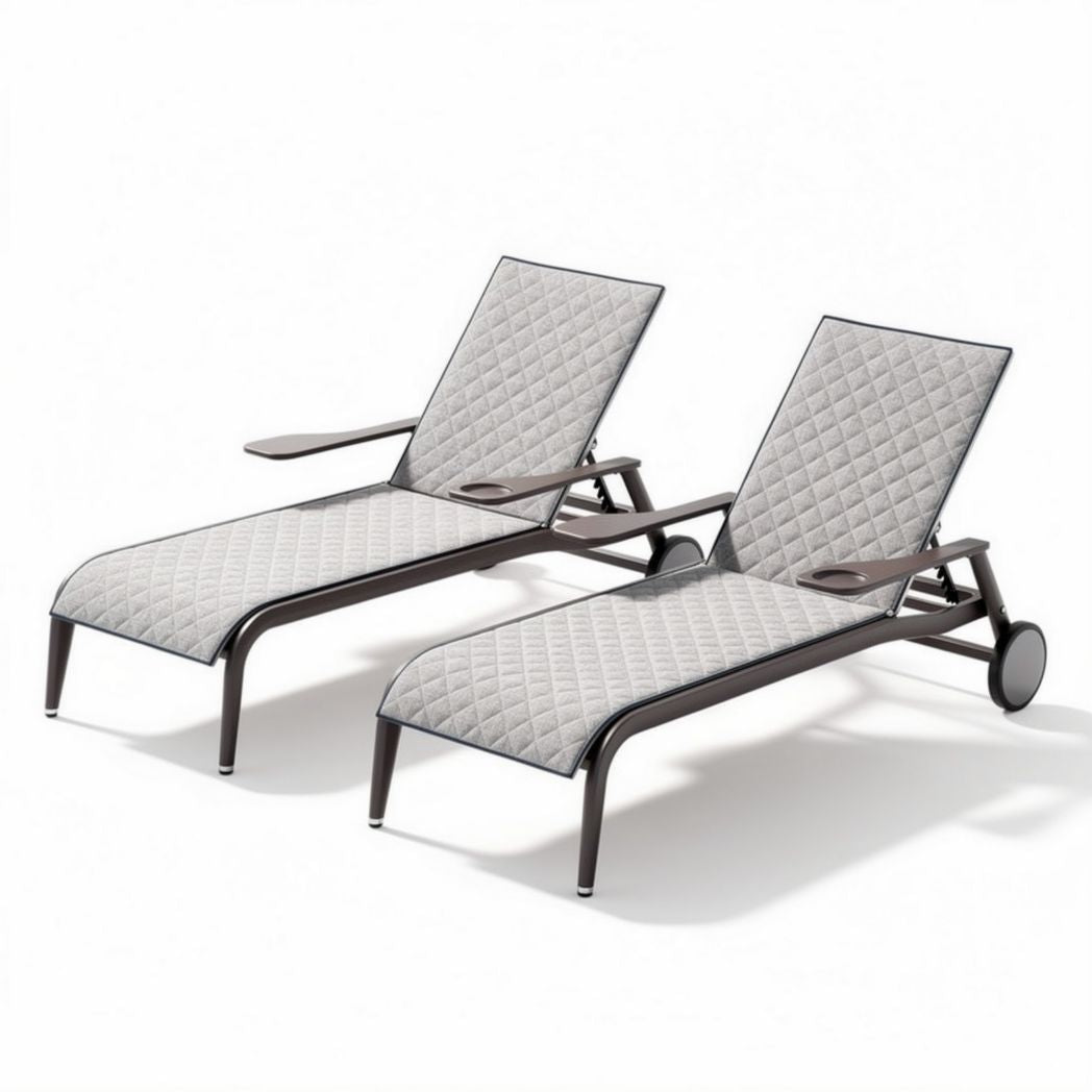 Lounge set van gepoedercoat staal met een lichtgrijze textielweefsel 200 x 70 x 30cm