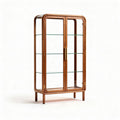 Glazen vitrinekast van hout met 4 planken en dubbele deur 80 x 40 x 150cm