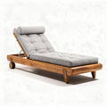 Loungestoel van bamboe met grijze kussens 200 x 80 x 30cm