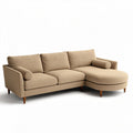 bank met chaise longue van stof in beige 200 x 90 x 85cm